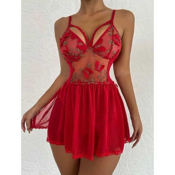 Sexy Floral Sheer Slip Dress with Thong - Picture 6 of 8